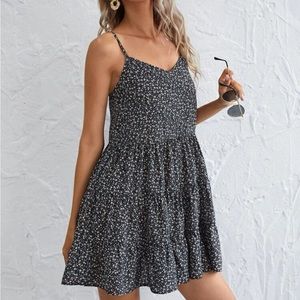 SHEIN Ruffle Hem Ditsy Floral Mini Dress